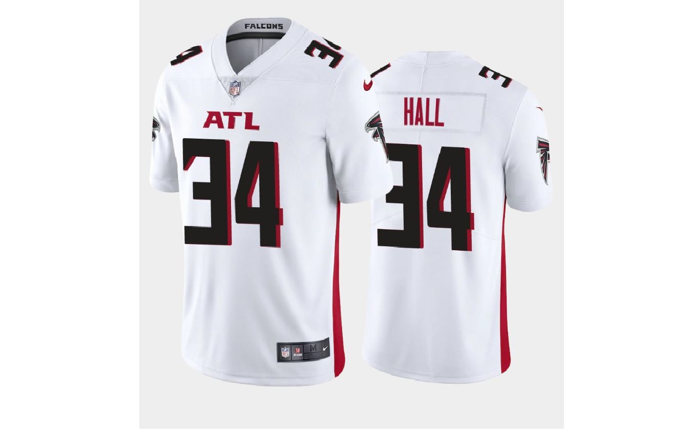 Men Atlanta Falcons #34 Darren Hall Nike White Game NFL Jersey->atlanta falcons->NFL Jersey